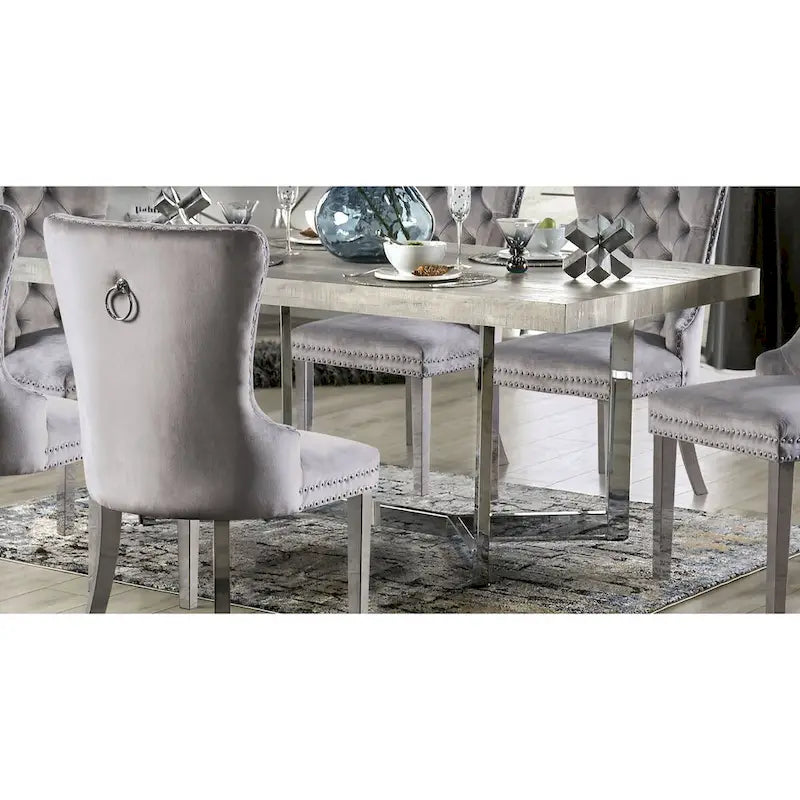 Ensemble de salle à manger 5 pièces Lemm en métal gris contemporain par Furniture of America