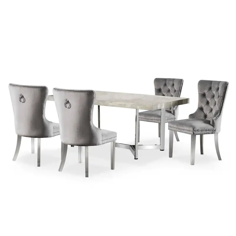 Ensemble de salle à manger 5 pièces Lemm en métal gris contemporain par Furniture of America