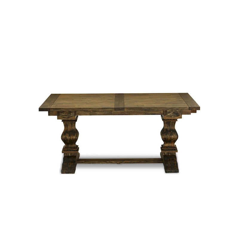 East West Furniture Ensemble de salle à manger 11 pièces – une table de salle à manger et 10 chaises Parson en tissu de lin (options de finition)