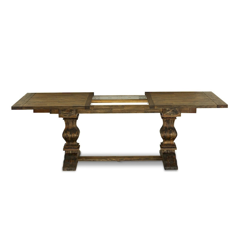 East West Furniture Ensemble de salle à manger 11 pièces – une table de salle à manger et 10 chaises Parson en tissu de lin (options de finition)