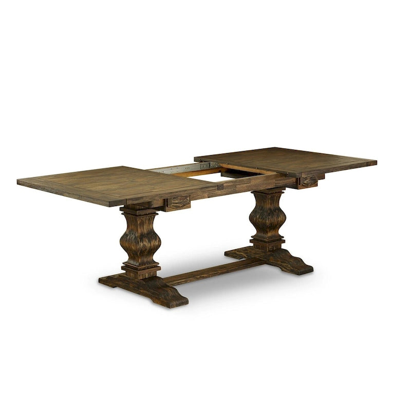 East West Furniture Ensemble de salle à manger 11 pièces – une table de salle à manger et 10 chaises Parson en tissu de lin (options de finition)