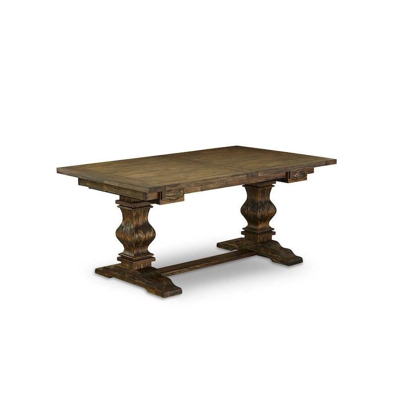 East West Furniture Ensemble de salle à manger 11 pièces – une table de salle à manger et 10 chaises Parson en tissu de lin (options de finition)