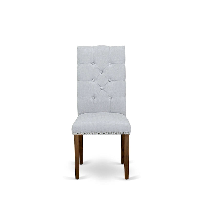 East West Furniture Ensemble de salle à manger 11 pièces – une table de salle à manger et 10 chaises Parson en tissu de lin (options de finition)
