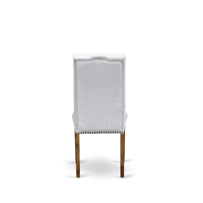 East West Furniture Ensemble de salle à manger 11 pièces – une table de salle à manger et 10 chaises Parson en tissu de lin (options de finition)