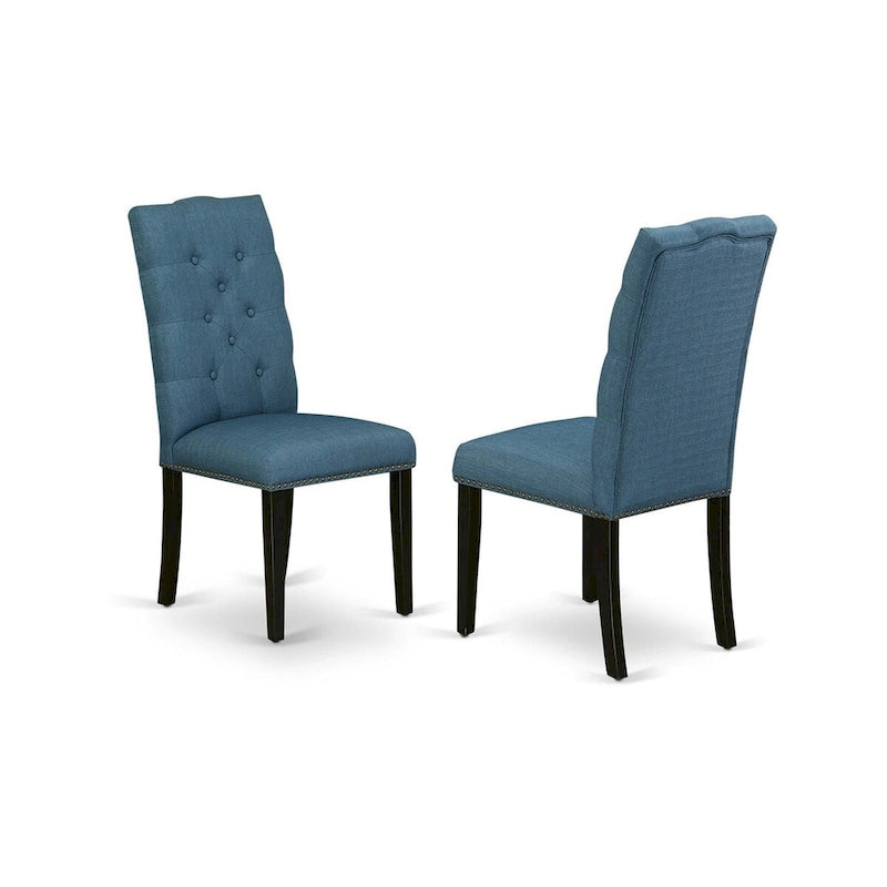 East West Furniture Ensemble de salle à manger 11 pièces – une table de salle à manger et 10 chaises Parson en tissu de lin (options de finition)