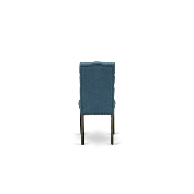 East West Furniture Ensemble de salle à manger 11 pièces – une table de salle à manger et 10 chaises Parson en tissu de lin (options de finition)