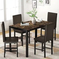 Ensemble de salle à manger moderne de 5 pièces en faux marbre avec 4 chaises rembourrées en cuir PU