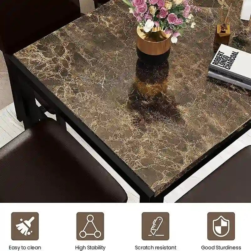 Ensemble de salle à manger moderne de 5 pièces en faux marbre avec 4 chaises rembourrées en cuir PU