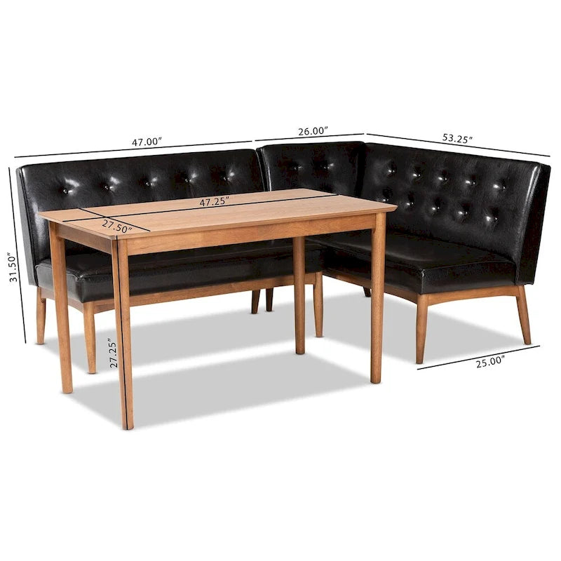 Ensemble banquette de salle à manger 3 pièces Carson Carrington Isaksbo