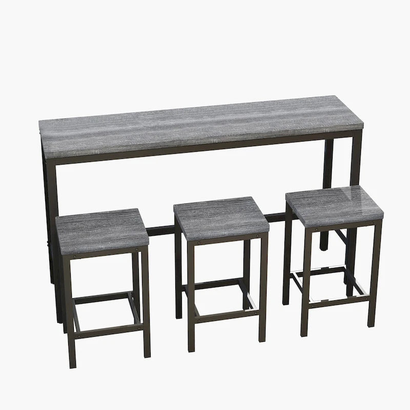 Table de salle à manger de conception moderne, table de pub, ensemble de longue table à manger avec 3 tabourets, assemblage facile