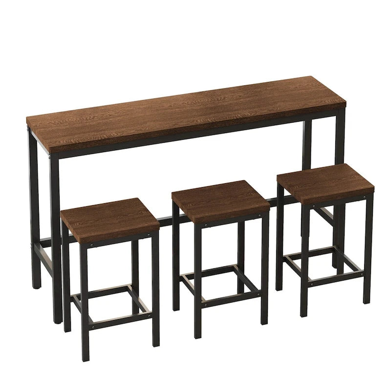 Table de salle à manger de conception moderne, table de pub, ensemble de longue table à manger avec 3 tabourets, assemblage facile