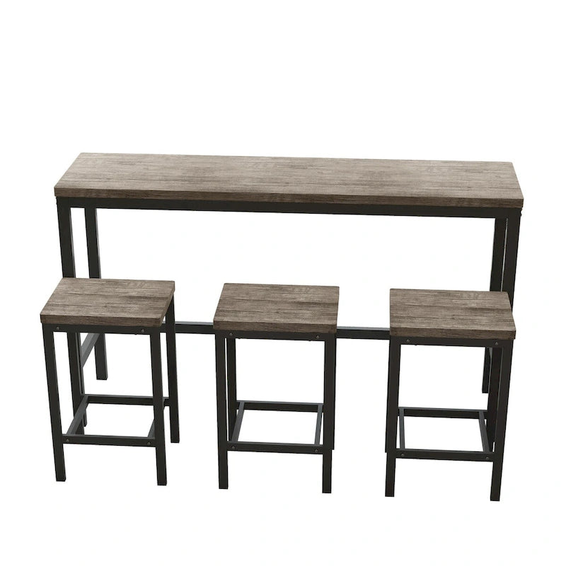 Table de salle à manger de conception moderne, table de pub, ensemble de longue table à manger avec 3 tabourets, assemblage facile