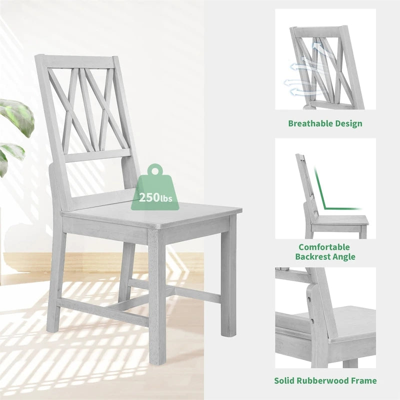 Ensemble de salle à manger extensible avec table ronde à tréteaux et 4 chaises de salle à manger