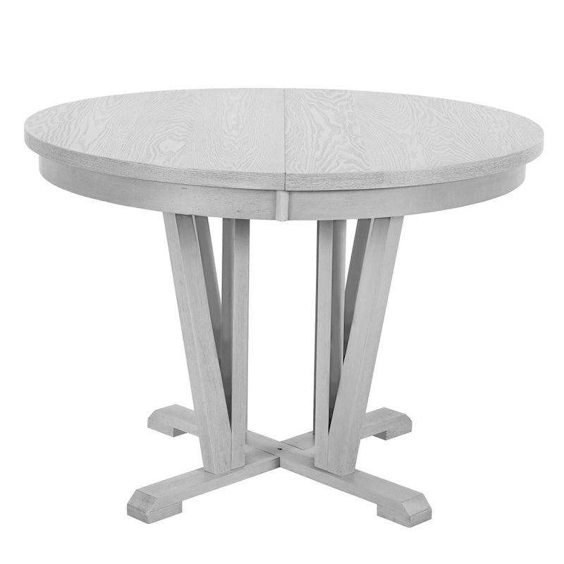 Ensemble de salle à manger extensible avec table ronde à tréteaux et 4 chaises de salle à manger