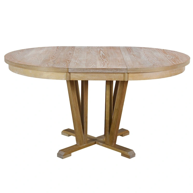 Ensemble de salle à manger extensible avec table ronde à tréteaux et 4 chaises de salle à manger