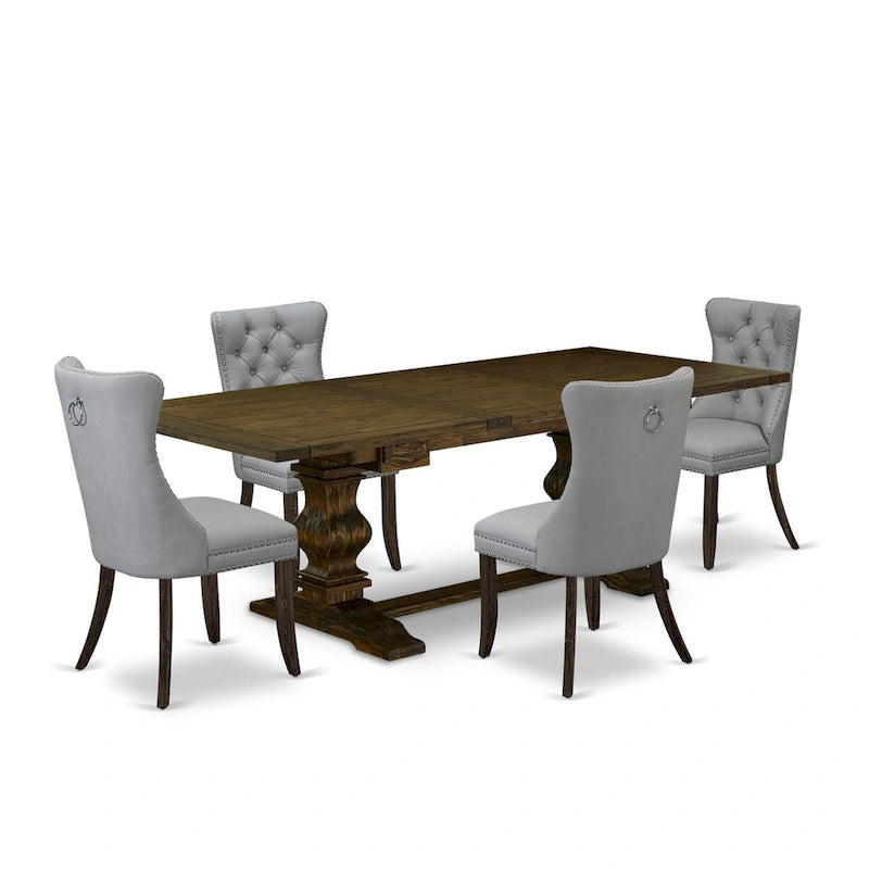Ensemble de salle à manger East West Furniture composé d'une table rectangulaire en bois et de chaises de style Parson, Jacobean (Options de pièces)