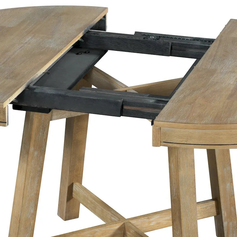 Ensemble de salle à manger 5 pièces avec table à manger ronde extensible et chaises