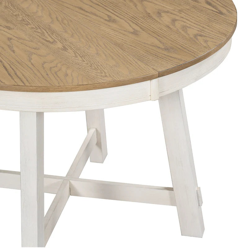Ensemble de salle à manger 5 pièces avec table à manger ronde extensible et chaises