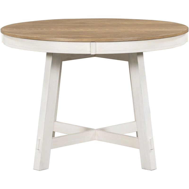Ensemble de salle à manger 5 pièces avec table à manger ronde extensible et chaises