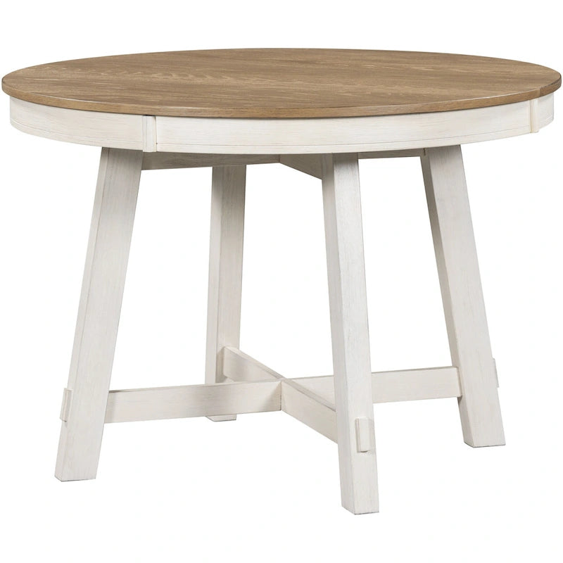 Ensemble de salle à manger 5 pièces avec table à manger ronde extensible et chaises