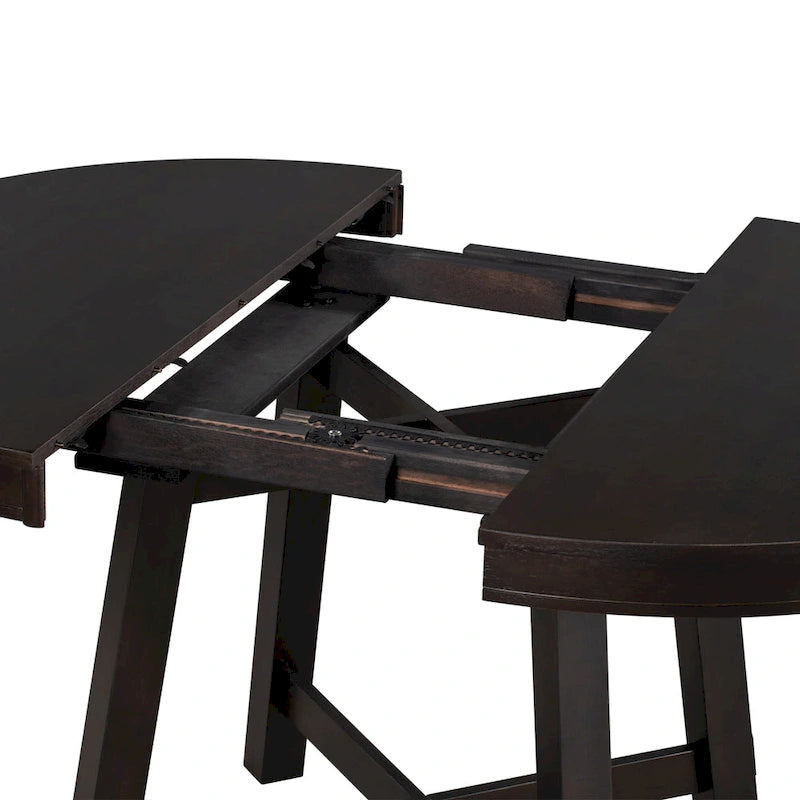 Ensemble de salle à manger 5 pièces avec table à manger ronde extensible et chaises