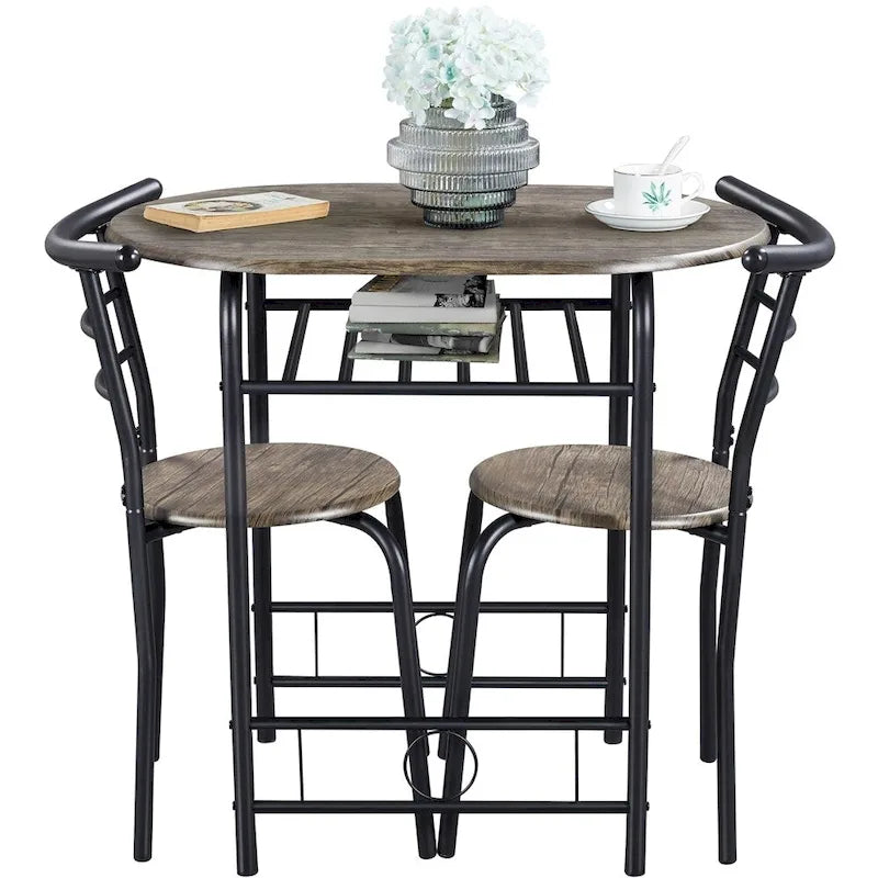 Ensemble Table et Chaises de Salle à Manger Rondes Modernes Yaheetech, 3 Pièces