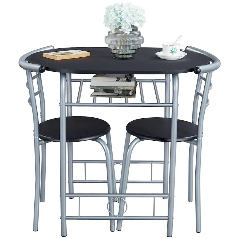 Ensemble Table et Chaises de Salle à Manger Rondes Modernes Yaheetech, 3 Pièces