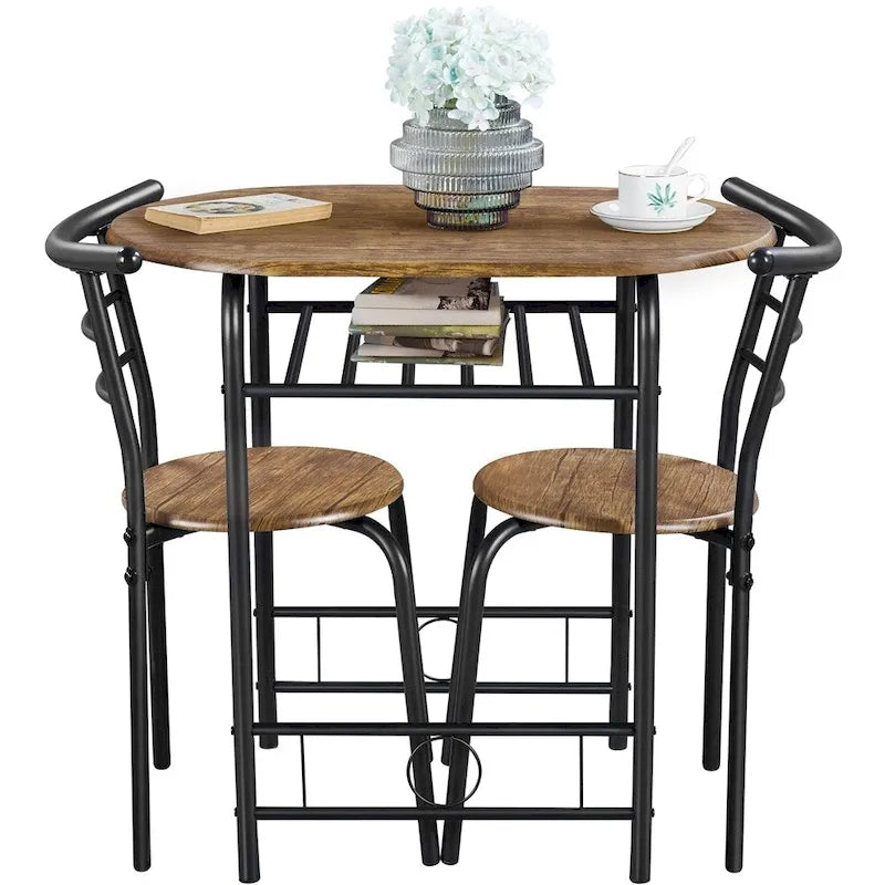 Ensemble Table et Chaises de Salle à Manger Rondes Modernes Yaheetech, 3 Pièces