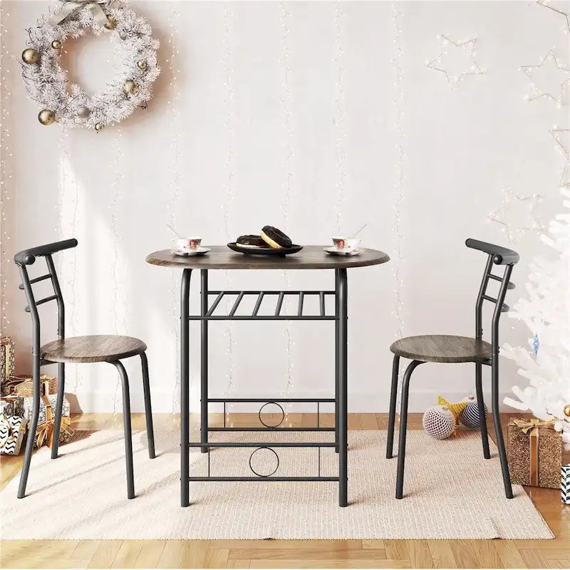 Ensemble Table et Chaises de Salle à Manger Rondes Modernes Yaheetech, 3 Pièces