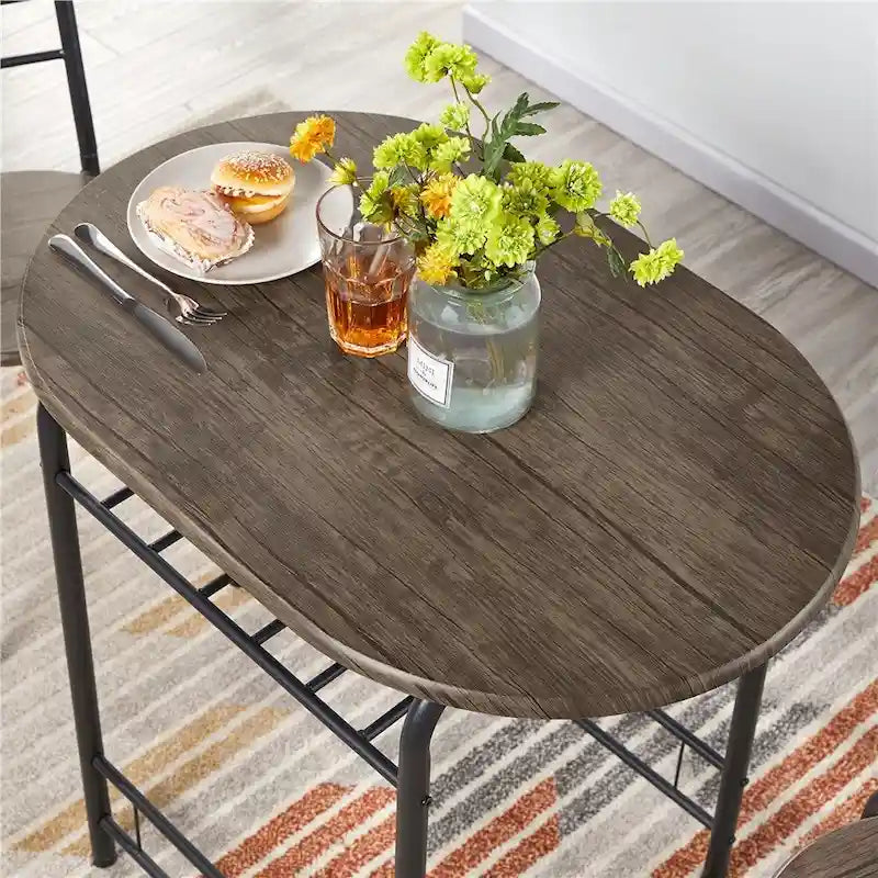 Ensemble Table et Chaises de Salle à Manger Rondes Modernes Yaheetech, 3 Pièces