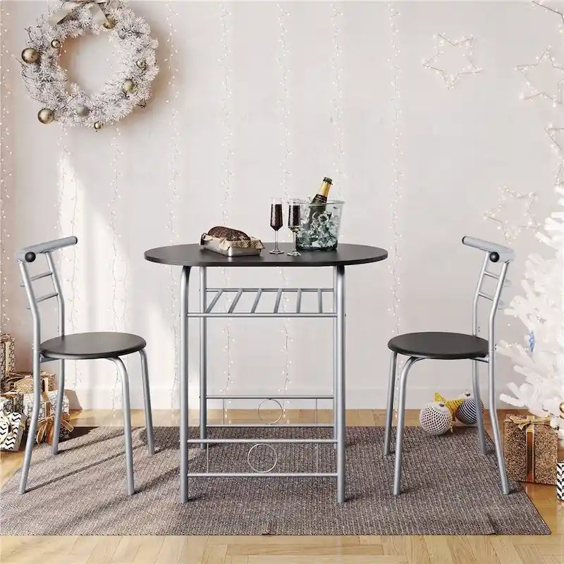 Ensemble Table et Chaises de Salle à Manger Rondes Modernes Yaheetech, 3 Pièces