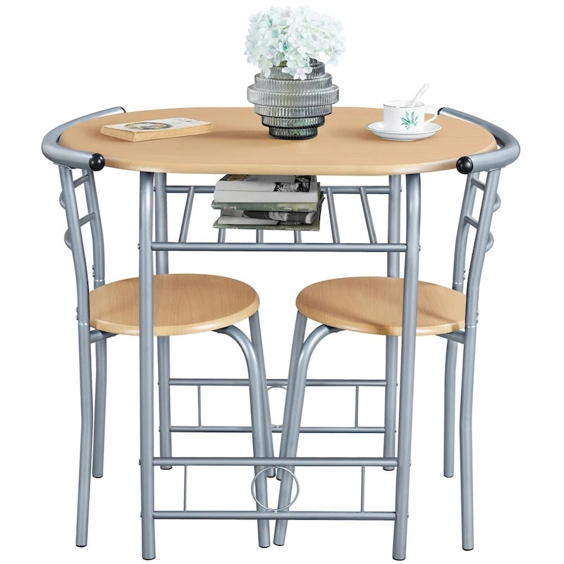 Ensemble Table et Chaises de Salle à Manger Rondes Modernes Yaheetech, 3 Pièces