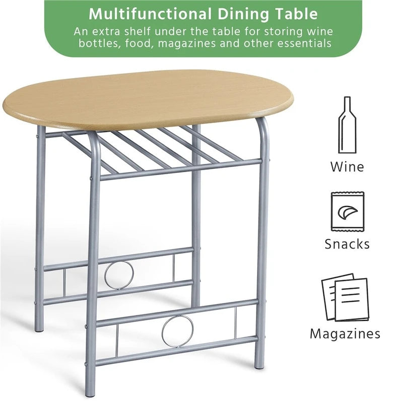 Ensemble Table et Chaises de Salle à Manger Rondes Modernes Yaheetech, 3 Pièces