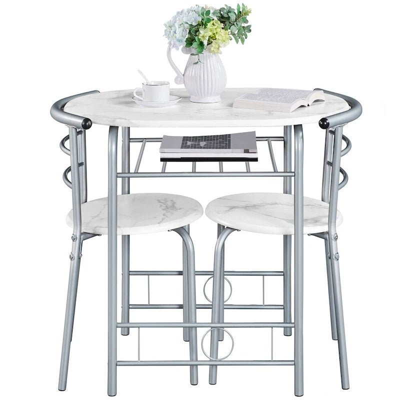 Ensemble Table et Chaises de Salle à Manger Rondes Modernes Yaheetech, 3 Pièces