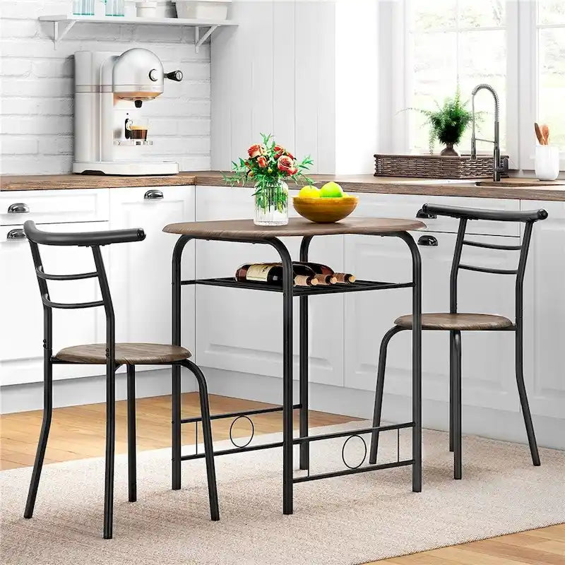 Ensemble Table et Chaises de Salle à Manger Rondes Modernes Yaheetech, 3 Pièces