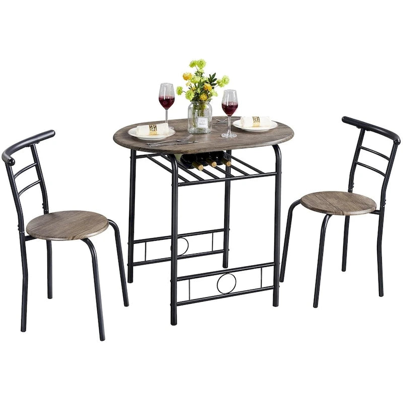 Ensemble Table et Chaises de Salle à Manger Rondes Modernes Yaheetech, 3 Pièces