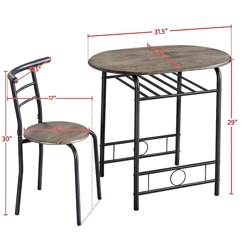Ensemble Table et Chaises de Salle à Manger Rondes Modernes Yaheetech, 3 Pièces