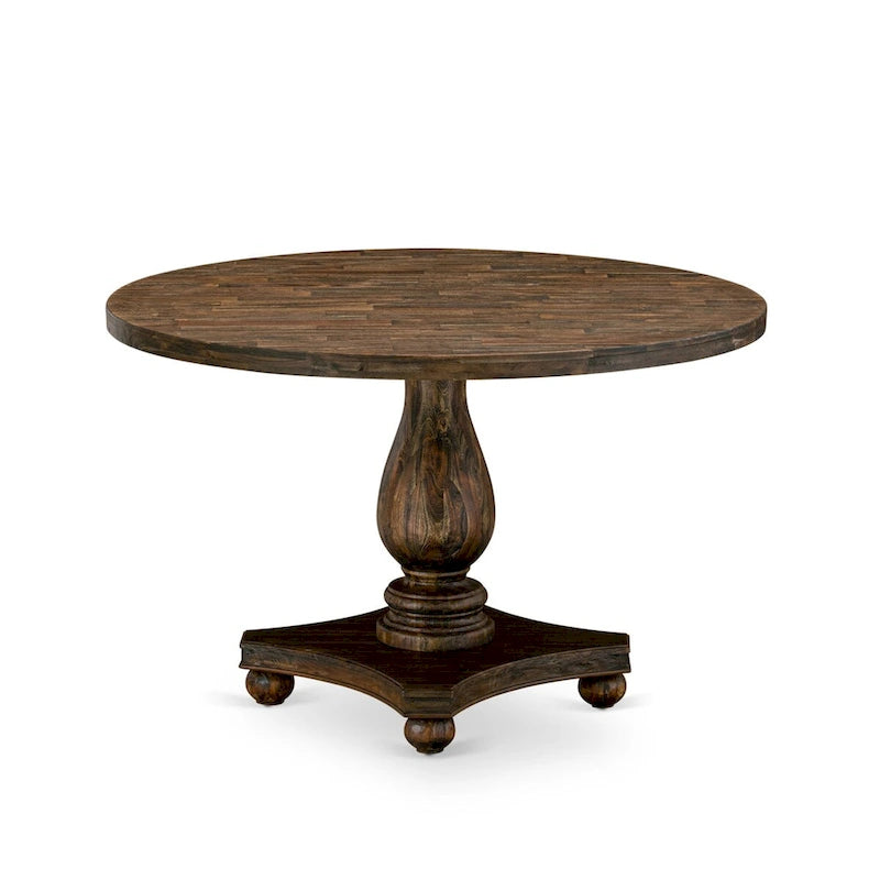 Ensemble de table de cuisine East West Furniture - une table de salle à manger et des chaises en tissu de lin kaki foncé, Jacobean vieilli (Option de pièces)