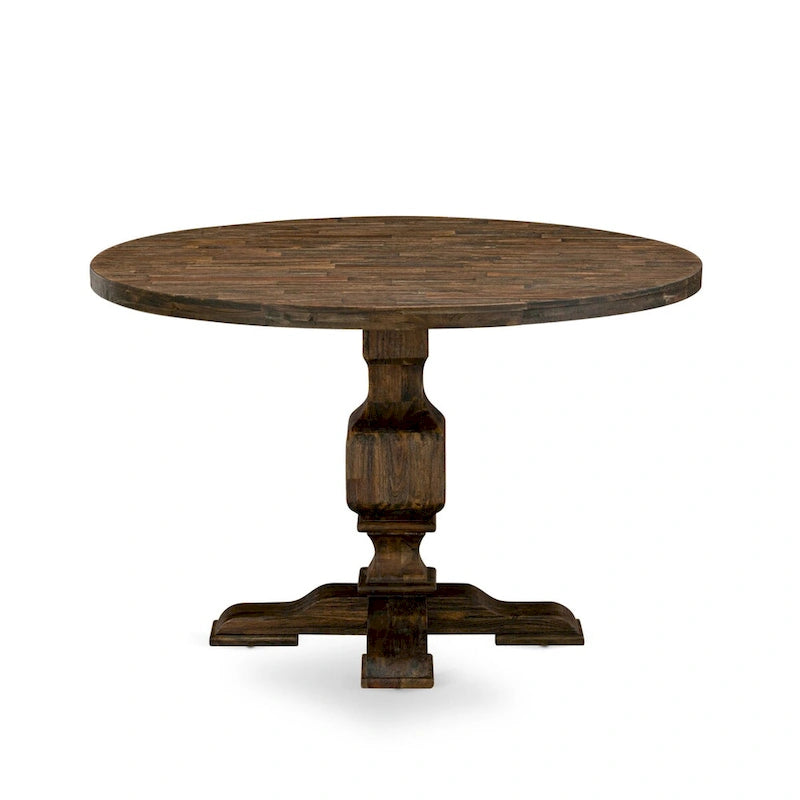 Ensemble de table de cuisine East West Furniture - une table de salle à manger et des chaises en tissu de lin kaki foncé, Jacobean vieilli (Option de pièces)