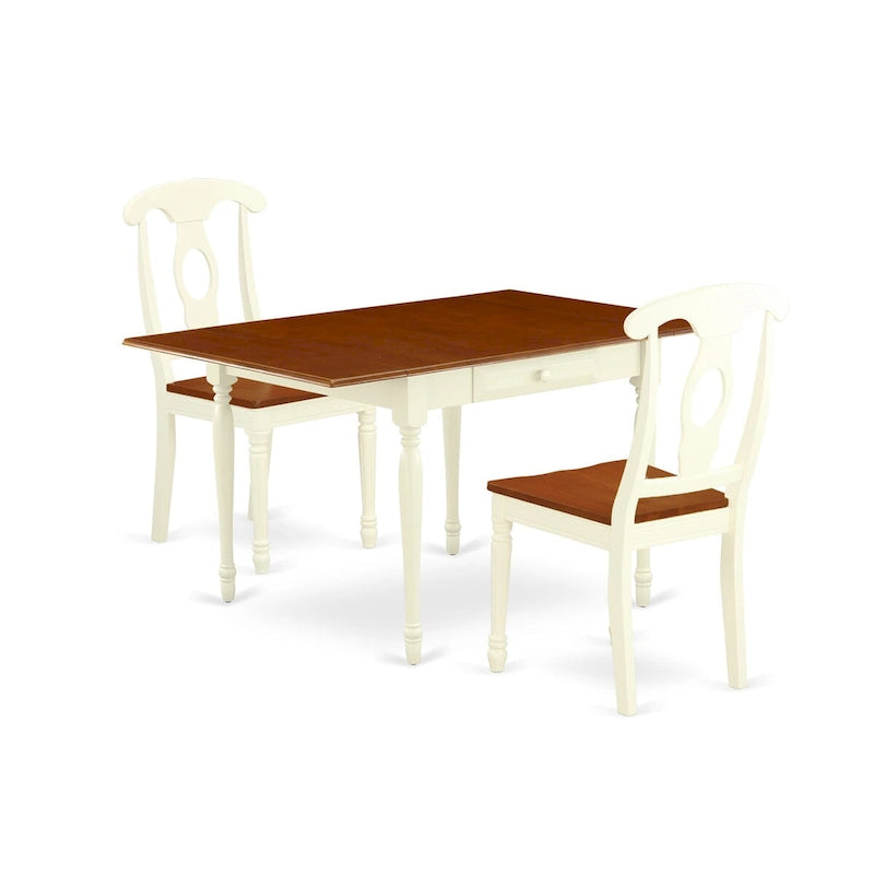 East West Furniture Ensemble de salle à manger - une Table de salle à manger et des Chaises à assise en bois, Buttermilk & Cherry (Option pièces)