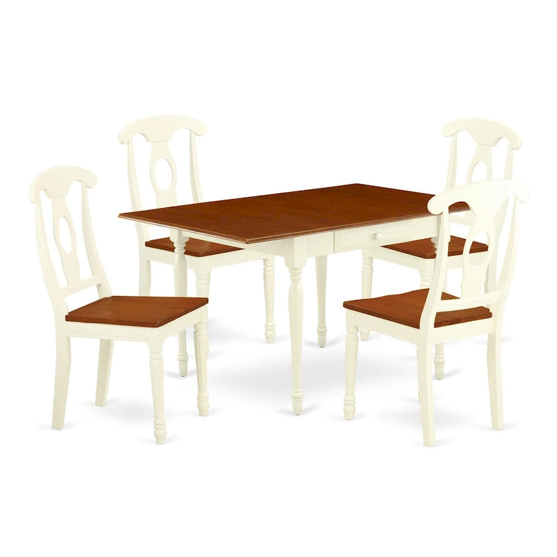 East West Furniture Ensemble de salle à manger - une Table de salle à manger et des Chaises à assise en bois, Buttermilk & Cherry (Option pièces)