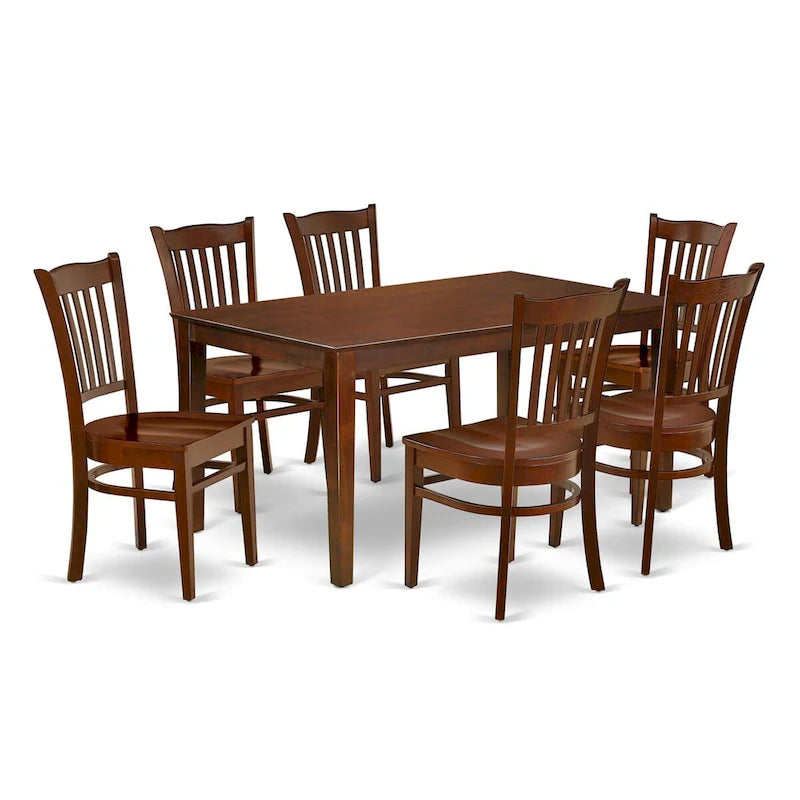 Ensemble de salle à manger East West Furniture - une table de salle à manger rectangulaire et des chaises de salle à manger en bois, acajou (options de pièces)