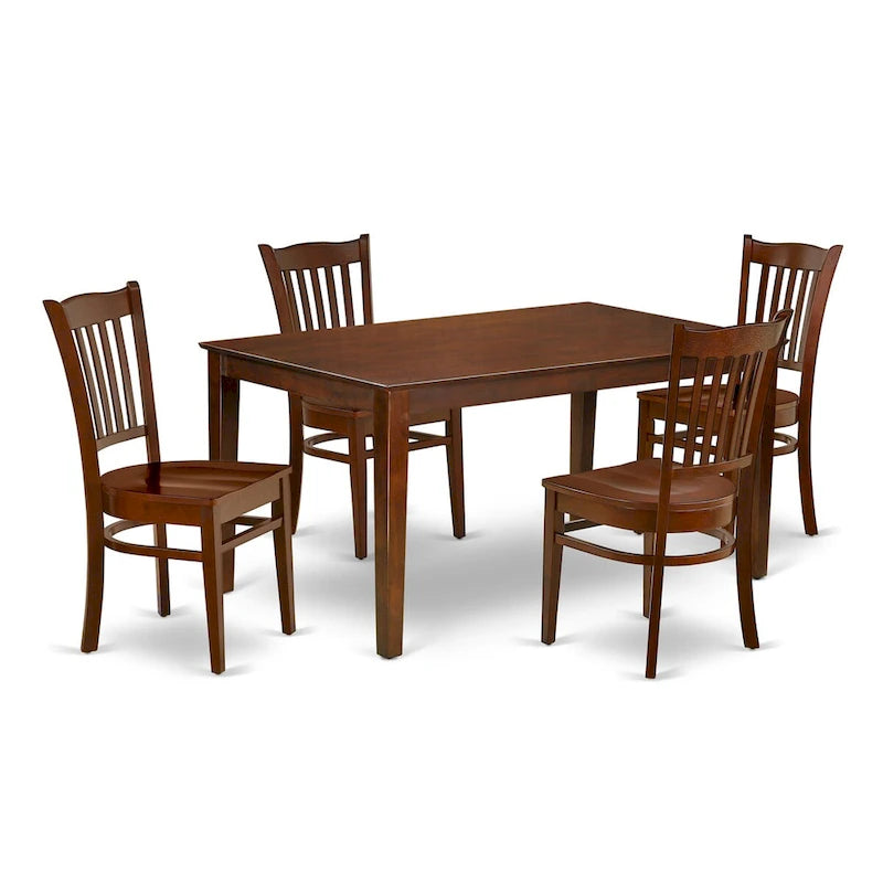 Ensemble de salle à manger East West Furniture - une table de salle à manger rectangulaire et des chaises de salle à manger en bois, acajou (options de pièces)