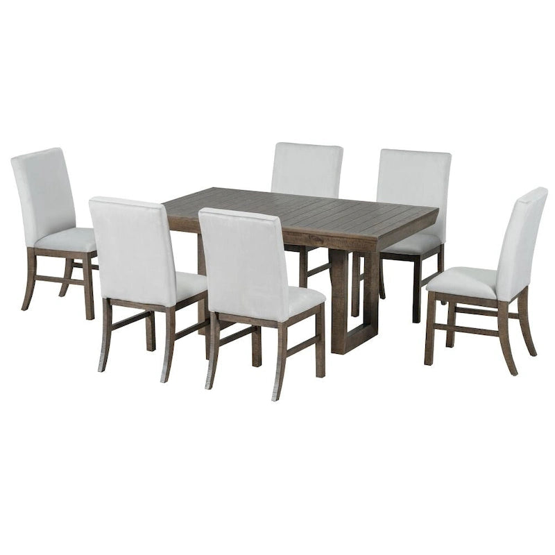 Ensemble de salle à manger extensible 7 pièces en bois 72 po traditionnel
