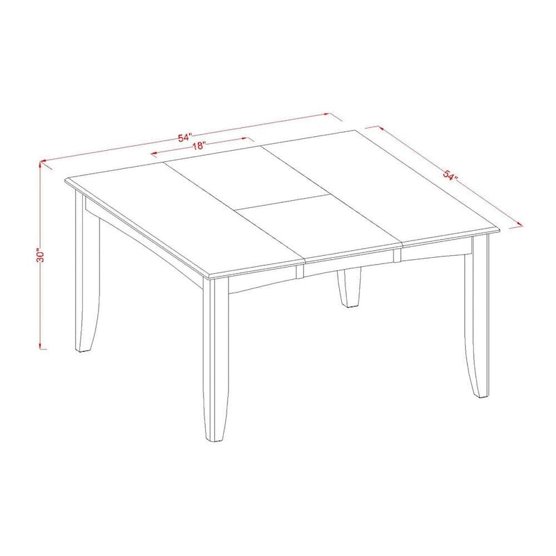 East West Furniture – Ensemble de salle à manger comprenant une table carrée avec rallonge papillon et des chaises de salle à manger (options de type de siège)