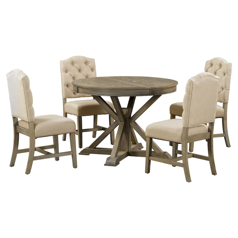 Ensemble table à manger fonctionnel avec table extensible et 4 chaises rembourrées