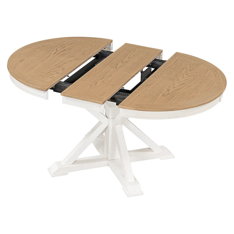Ensemble table à manger fonctionnel avec table extensible et 4 chaises rembourrées