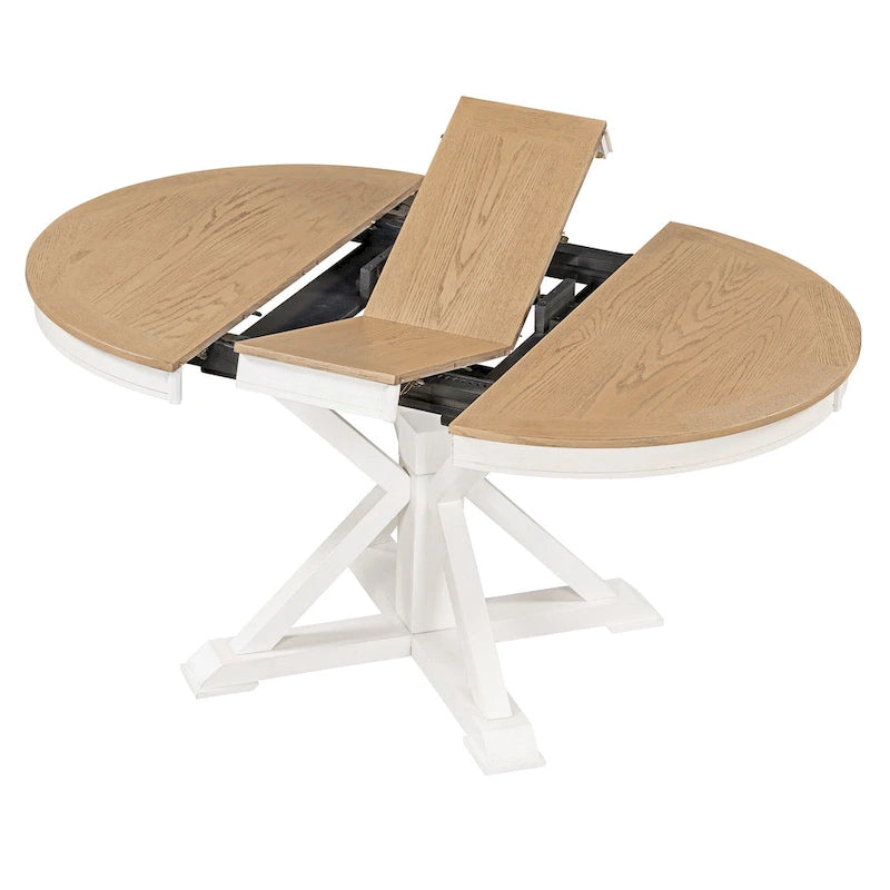 Ensemble table à manger fonctionnel avec table extensible et 4 chaises rembourrées