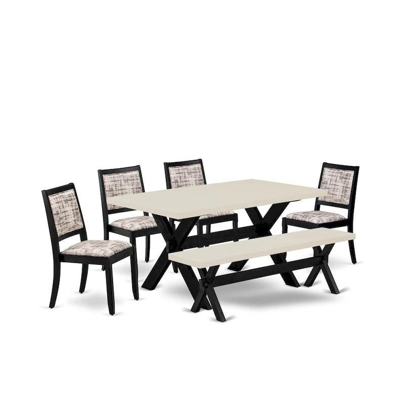 Ensemble de salle à manger East West Furniture – une table de cuisine et des chaises de salle à manger empilables – noir brossé (pièces et options d'assise)