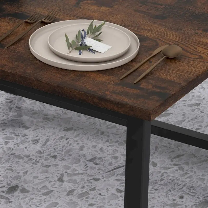 Ensemble de salle à manger rectangulaire pour 4 personnes avec 2 bancs rembourrés